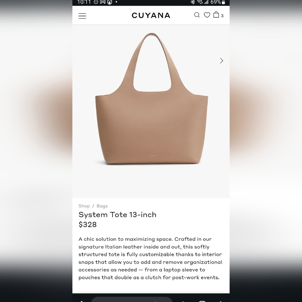 Cuyana 13inch System Tote Bag In Light Tan/Beige